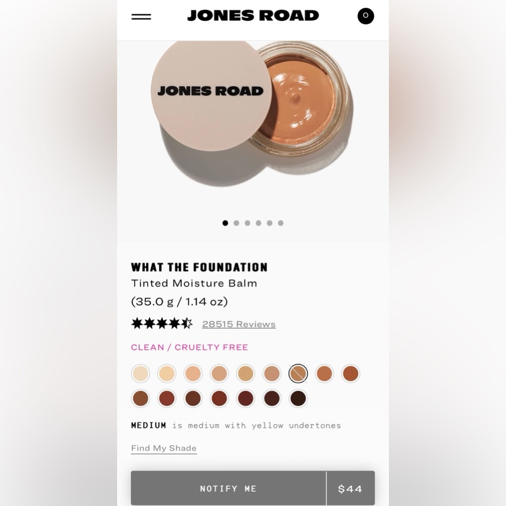 Jones Road Beauty What The Foundation in MEDIUM